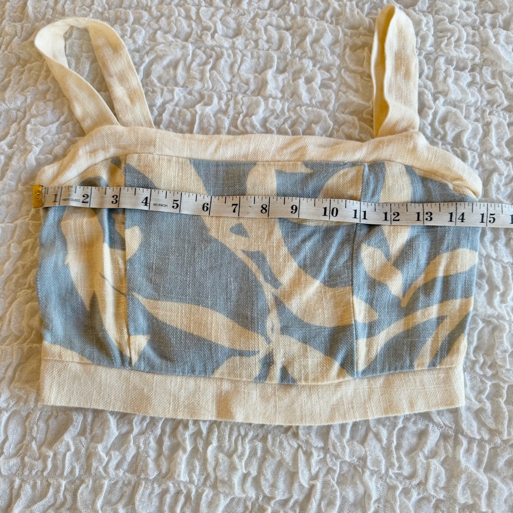 Sienna Sky Two Piece Set Blue Cream Wide Leg Pants Crop Tank Medium - Picture 6 of 9